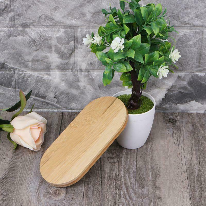 Oval Shape Bamboo Wood Saucer Plant Tray Mini Plant Flower Pot Stand Pot Tray