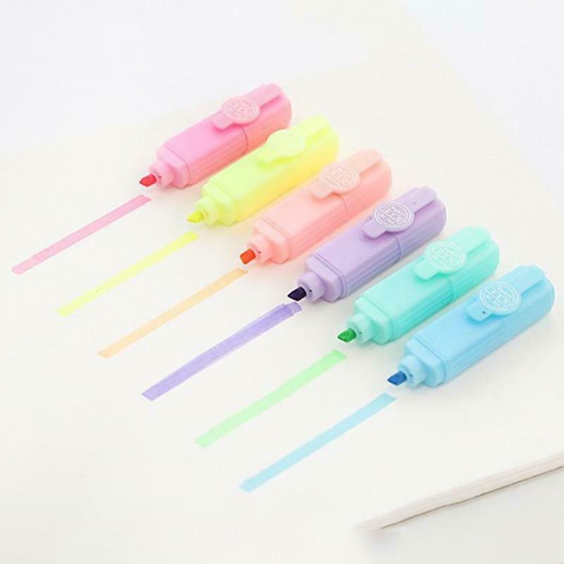 6pcs Mini Colorful Highlighters Promotional Art Markers Fluorescent Pen