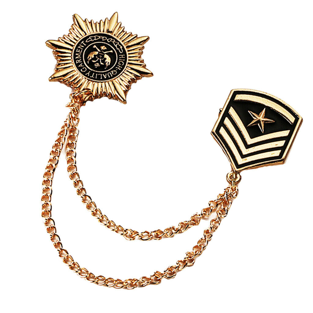 Medal Badge Chain Lapel Brooch Pin Fancy Dress Militray Uniform Corsage