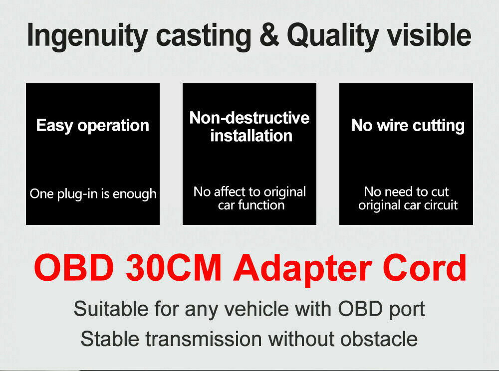 Autool OBD2 16PIN MÃ¢le Ã€ Femelle Extension CÃ¢ble Diagnostic Connecteur 30cm S150