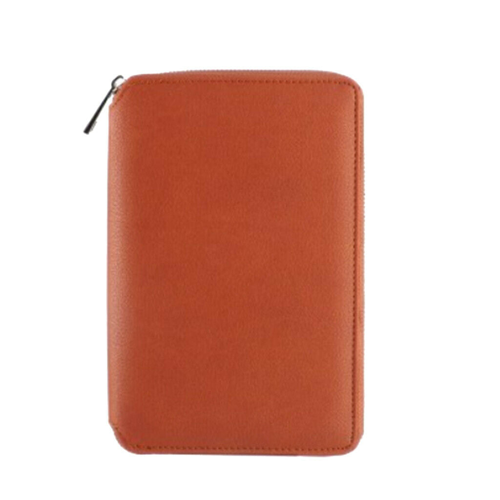 Leather Zipper Padfolio with Replaceable Loose-leaf Paper 80 Sheet Brown