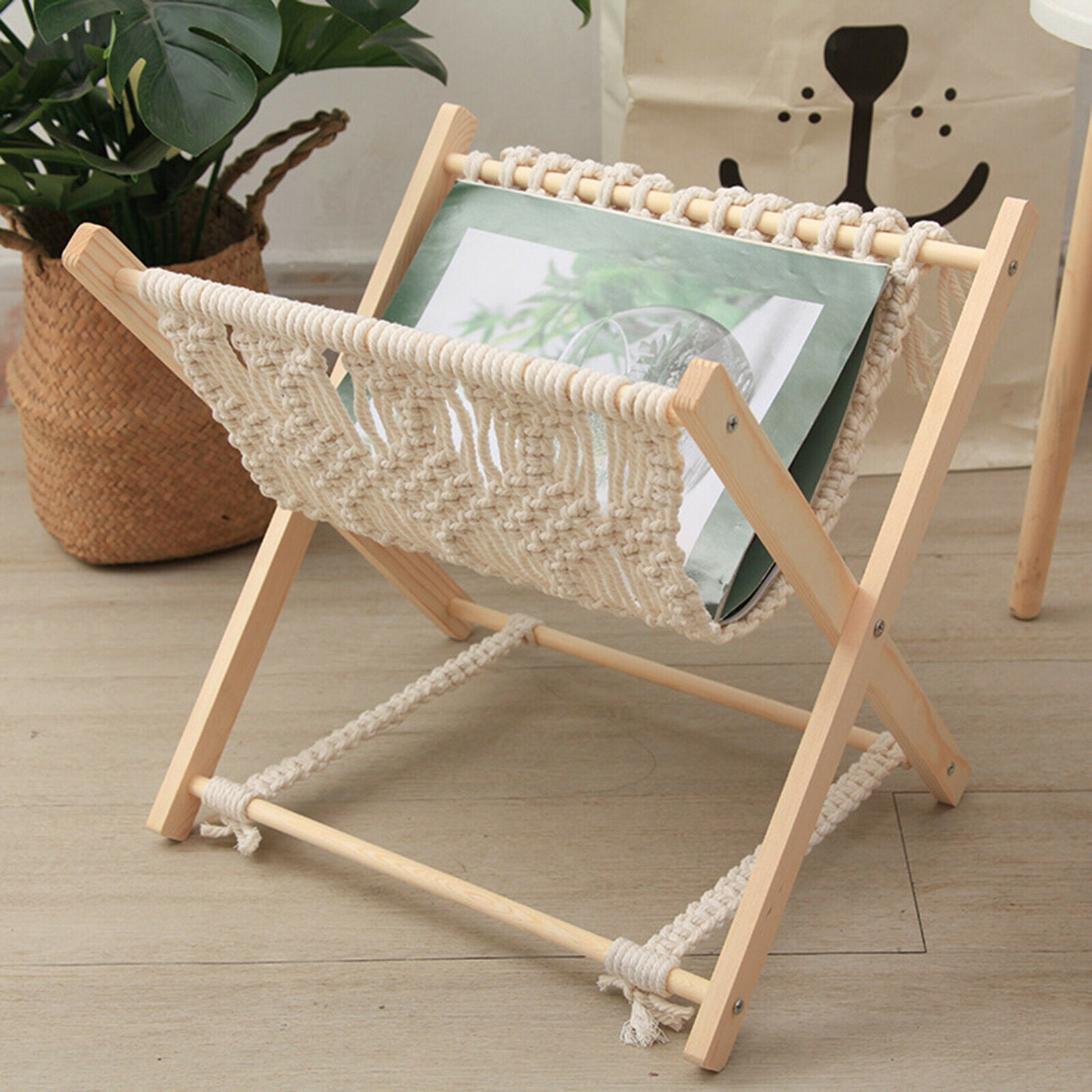 Macrame Magazine Rack Handmade Display DIY Assemble Holder