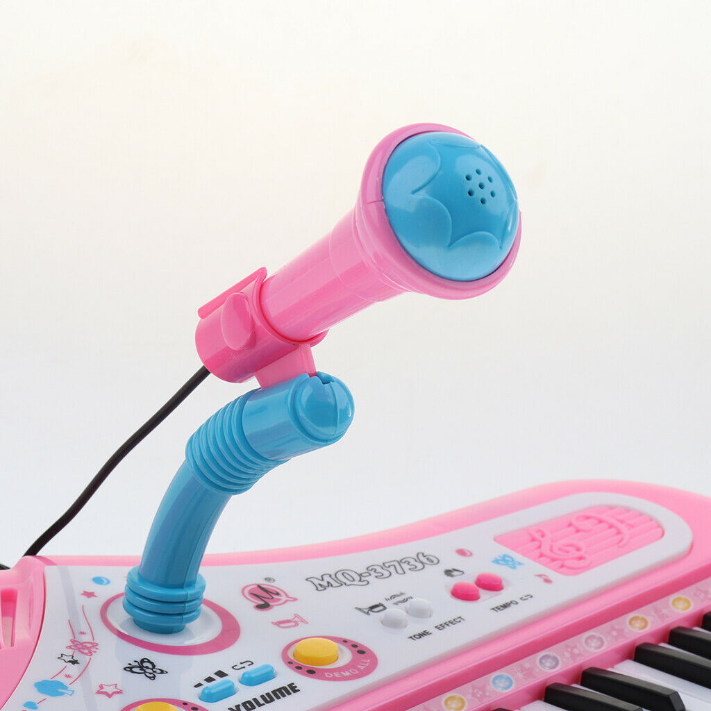 Electronic Organ Musical Instrument 37 Keys Keyboard w/ for Microphone Toddlers,