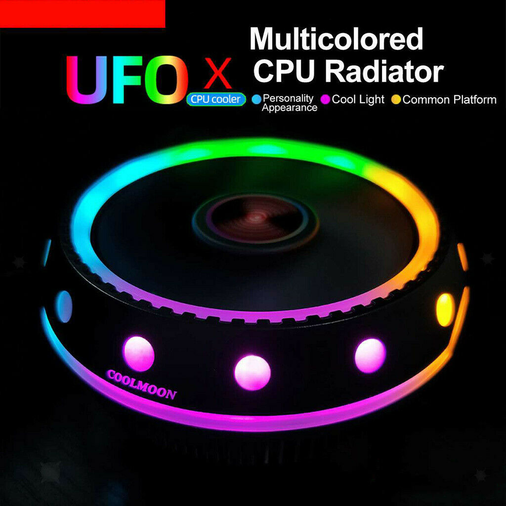 RGB LED CPU Cooler Radiator for Intel LGA775 1150/1151/1155/1156/1366 Black