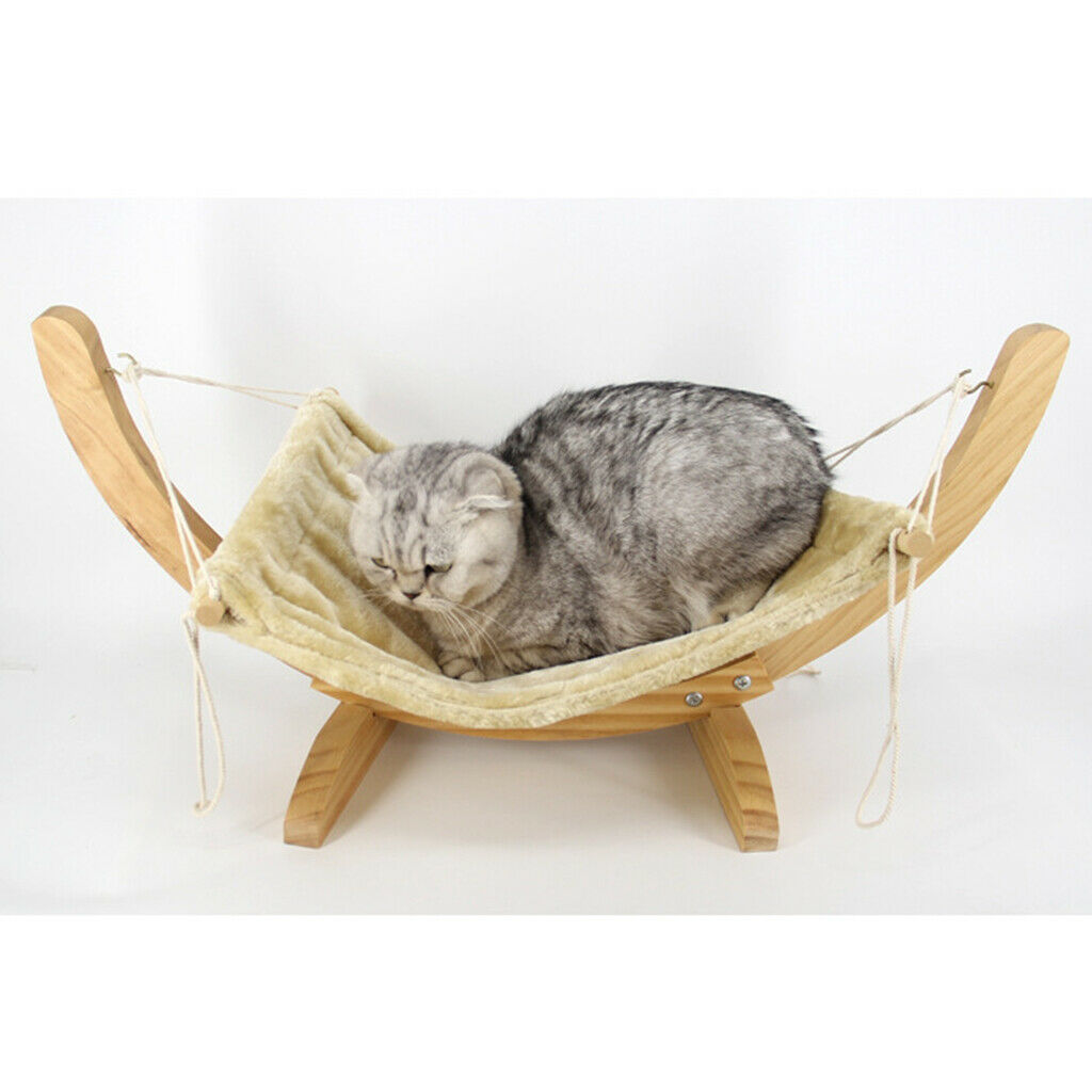 Pet Hammock Bed Wooden Stand Dog Cat Warm Mat