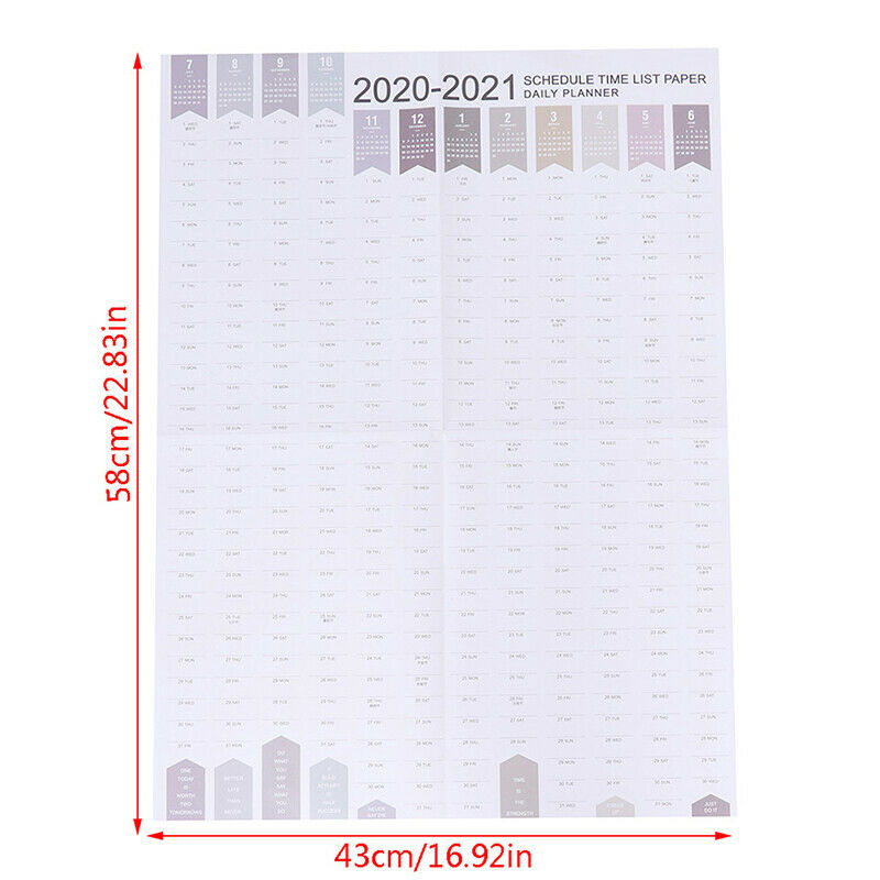 2021 Block Year Planner Daily Plan Paper Wall Calendar for Office School H Re
