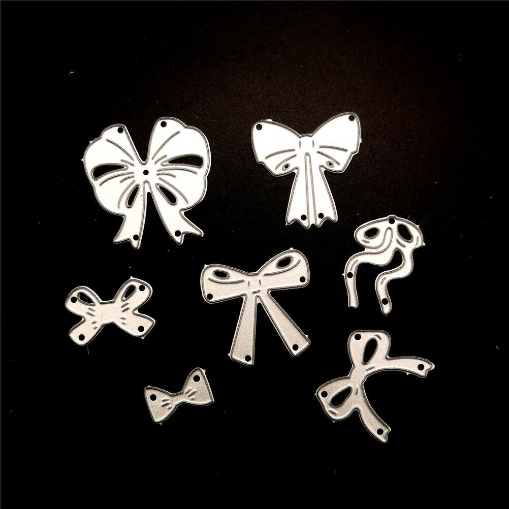7pcs bow cutting dies stencil scrapbook album paper embossing craft di.l8