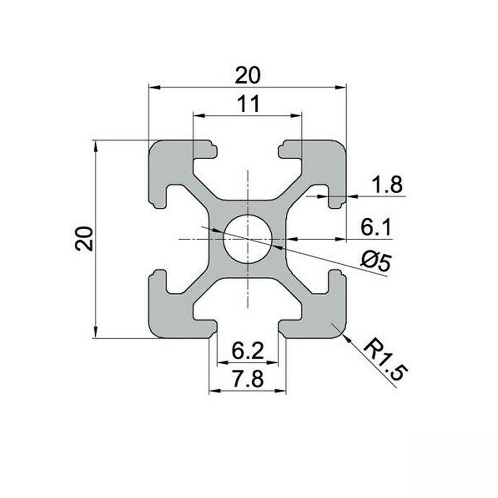 2020 T-Slot Aluminum Profiles Extrusion Frame High Strength 20cm