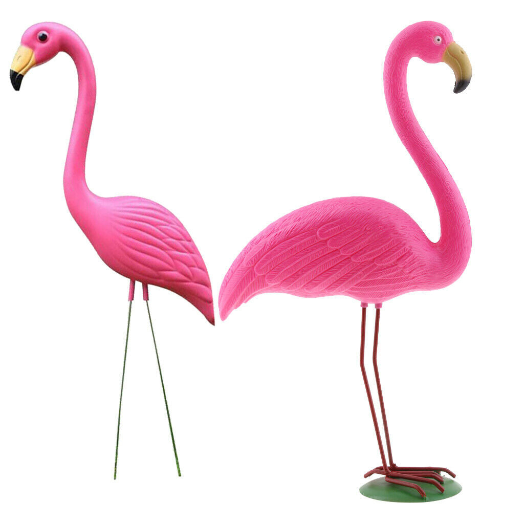 Set F 2pc Vivid Pink Flamingo Yard Simulation Flamingoes Lawn Yard Art Decor
