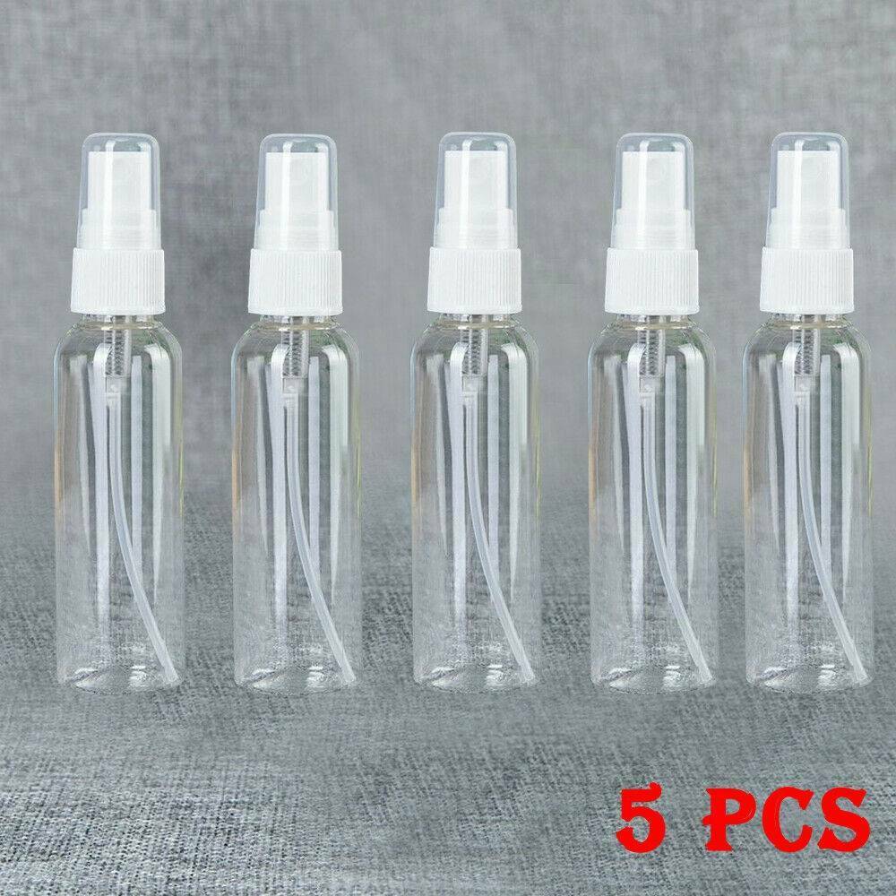 Lots 5Pcs 60ml 2OZ Travel Transparent Plastic Empty Spray Bottle Set Reuse US