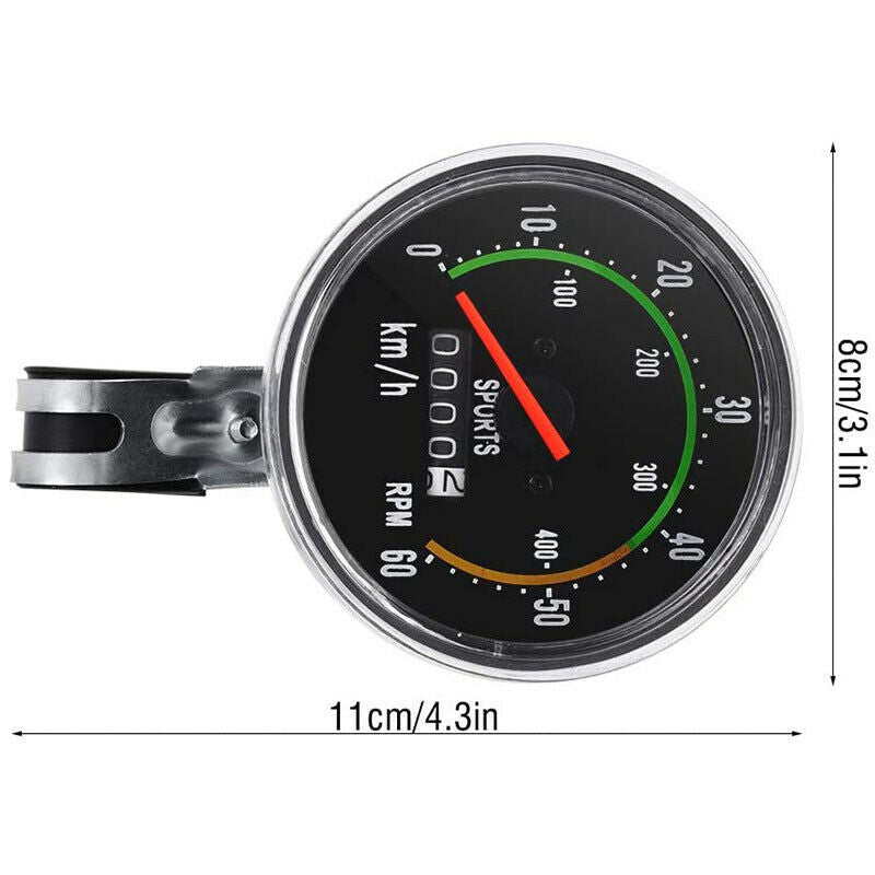 Bicycle Computer Mechanical Analog Bike Cycling Odo Speedometer Aluminum Alloy