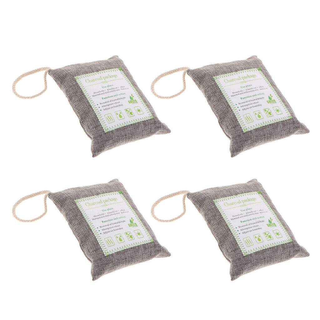 4 Bamboo Charcoal Air Purifying Freshener Bag Odor Eliminator Charcoal Color