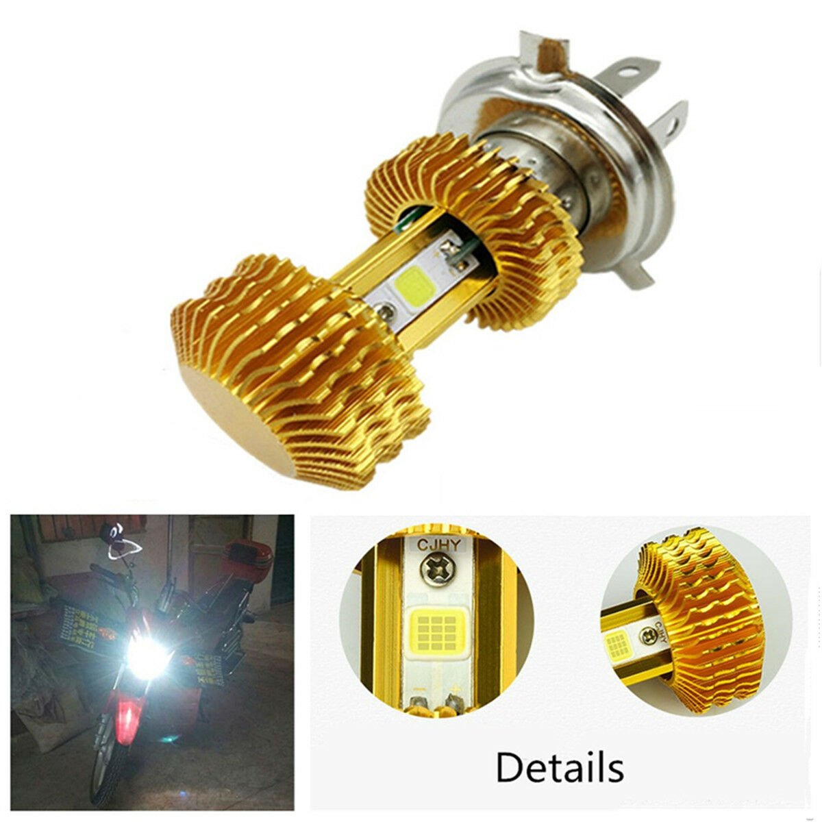 DC12V 18W H4 Motorcycle LED Headlight Blub DRL 1600LM 6000K Direct Replacement