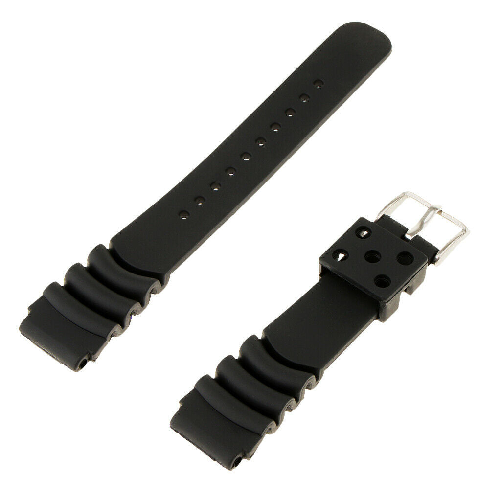 Prettyia 2pcs Quick Release Soft Silicone Rubber Dive Watch Band Strap 20mm