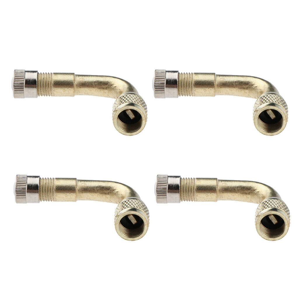 4 Pack Yellow 90 Brass Car Tire Lengthened Inflatable Tube 45/90/135 Degree