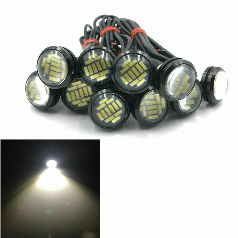 10X Eagle Eye 12 LED Car Daytime Running DRL Backup Reverse Light 23mm 4014 SMD