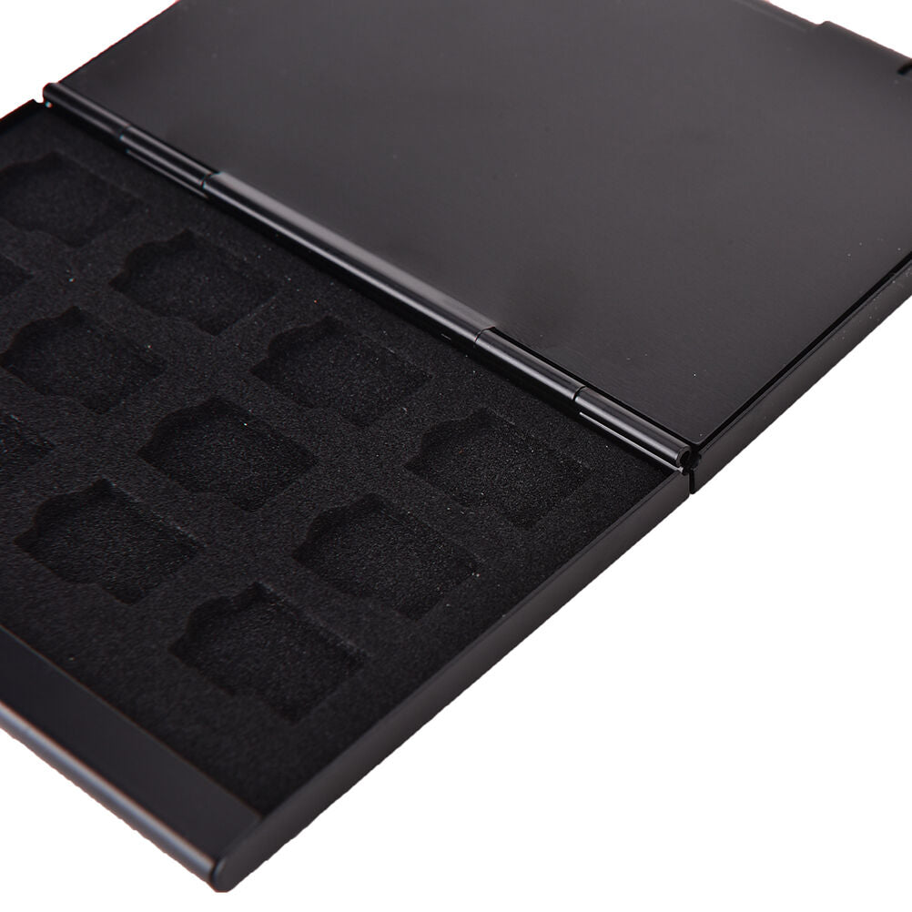 Black Aluminum Memory Card Storage Case Box Holder For 24 TF Micro SD-e_BPY SJ