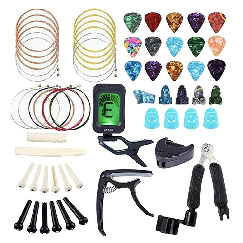 64pcs Acoustic Guitar Strings Changing Kit   Kits Guitar Tuner Tool