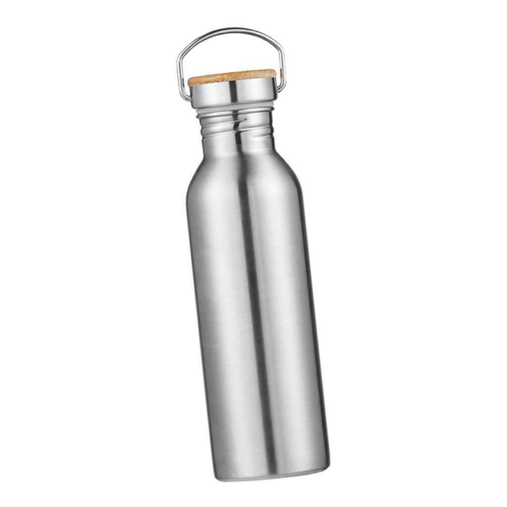 Stainless Steel Water Bottle Jug for Sports Bamboo Lid 600 & 750ML BPA Free