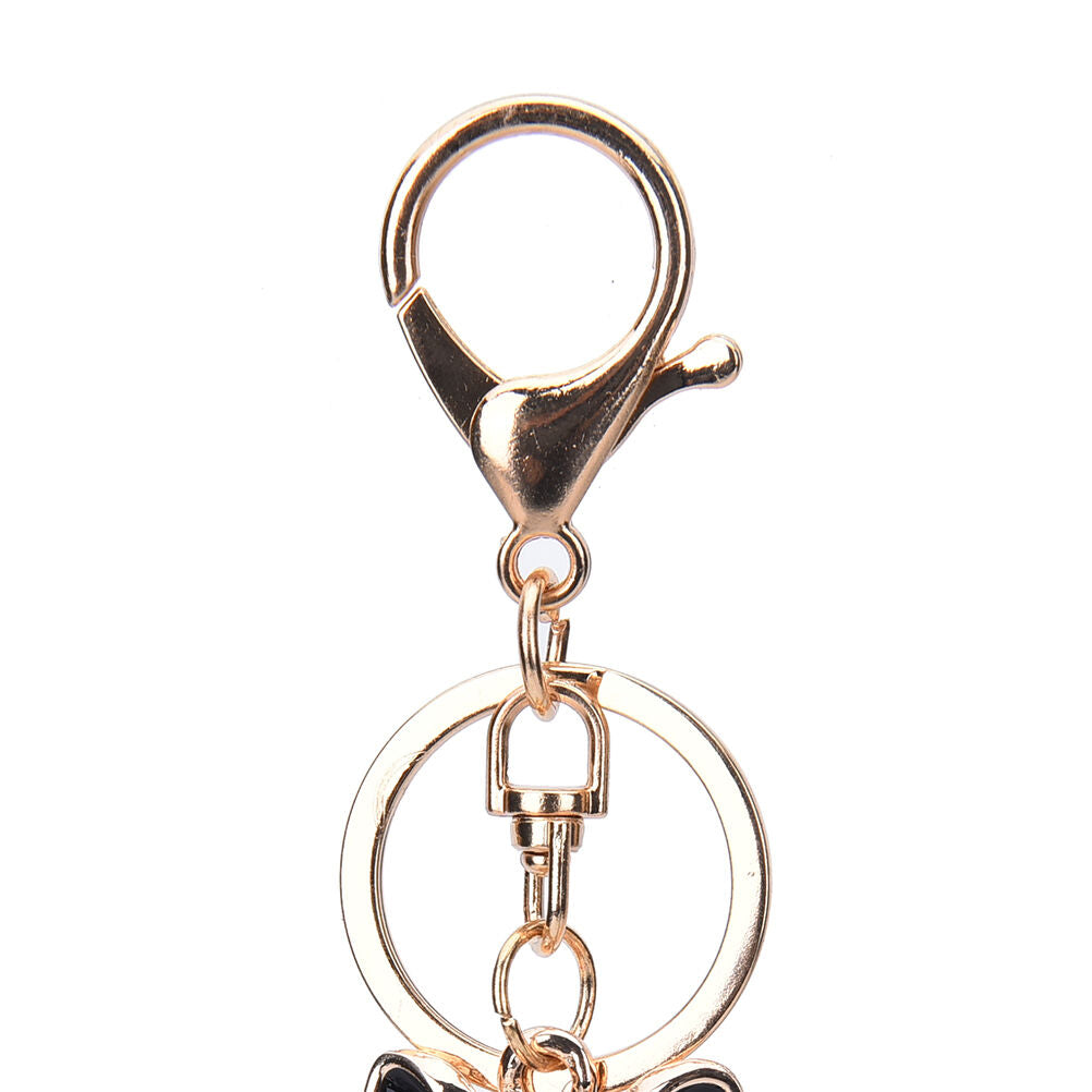 Cute Smile Cat Crystal Rhinestone Keyrings Holder Purse Bag Gift Keychain.l8