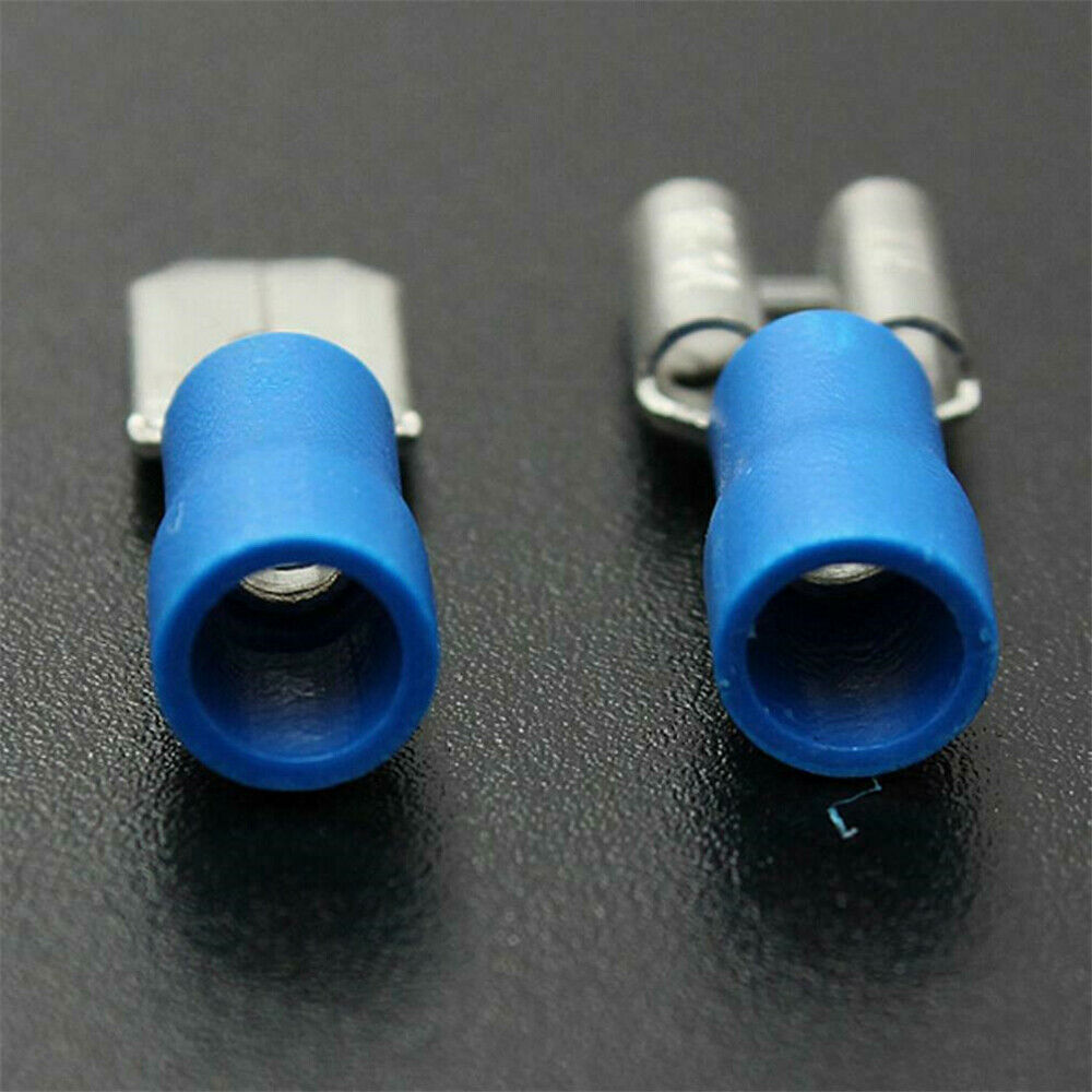 100pcs Blue Electrical Crimp Wire Connectors Insulated Female Spade Terminals
