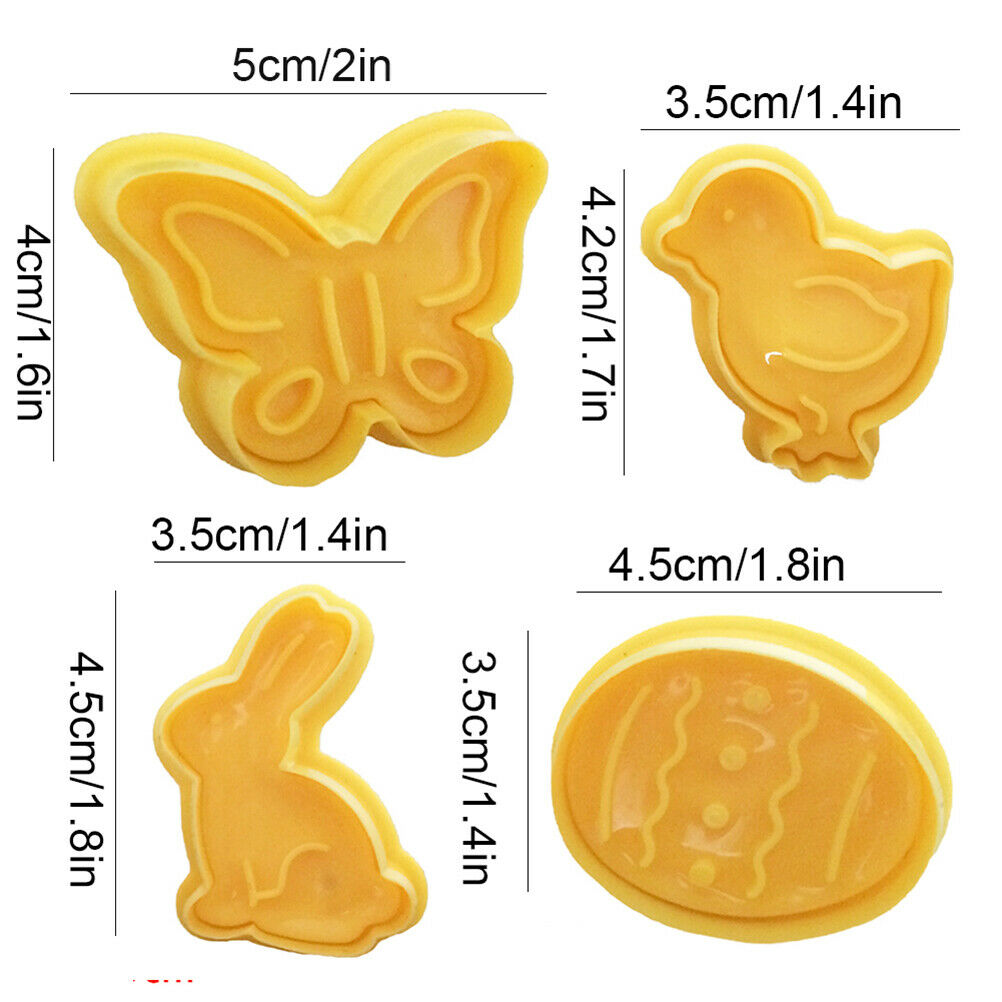 4Pcs/Set Butterfly Rabbit Chick Easter Egg Shape Cookie Cutter Biscuit Cake Mold