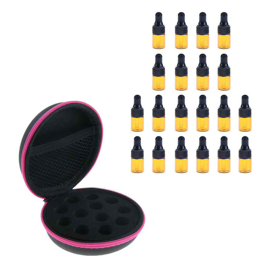 20 Pieces 1ml Mini Essential Oils Refillable Glass Dropper Bottle with Bag