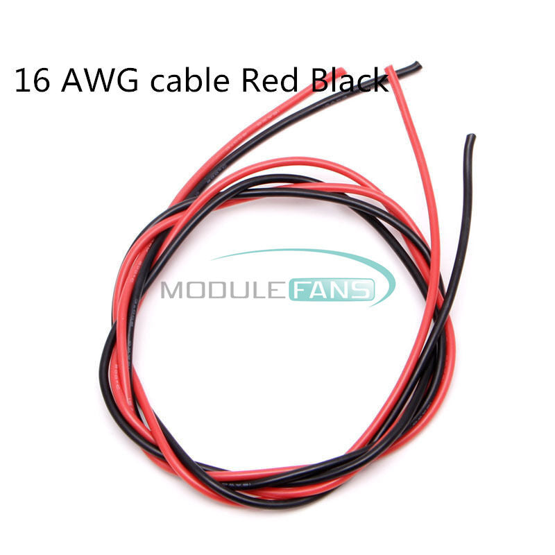16 AWG Gauge Wire Flexible Silicone Stranded Copper Cables For RC Black+Red