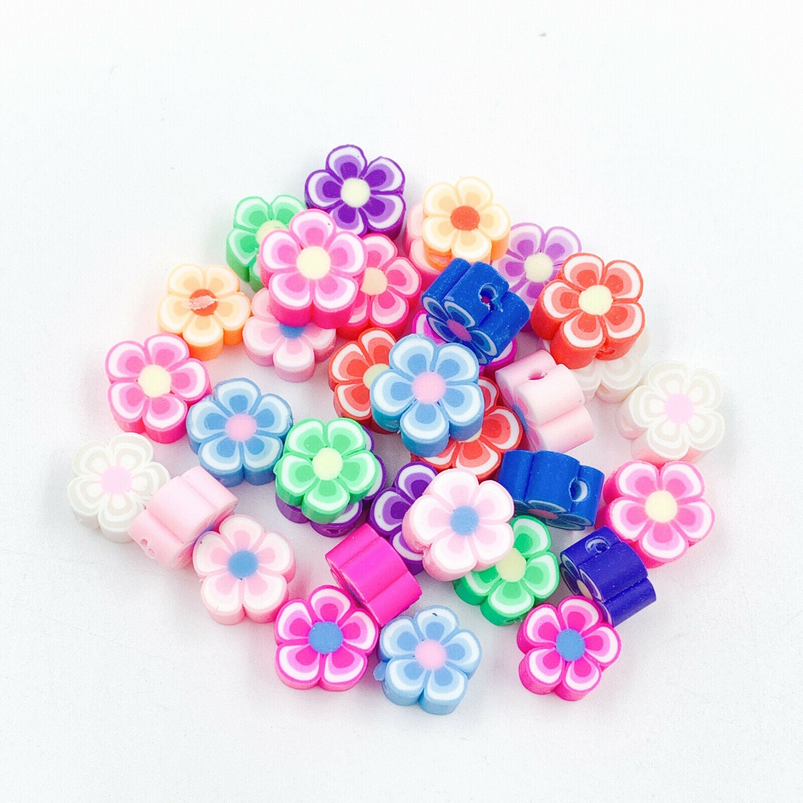 200Pcs Colorful Flower Evil Eye Beads Charms for Bracelet DIY Decor Child