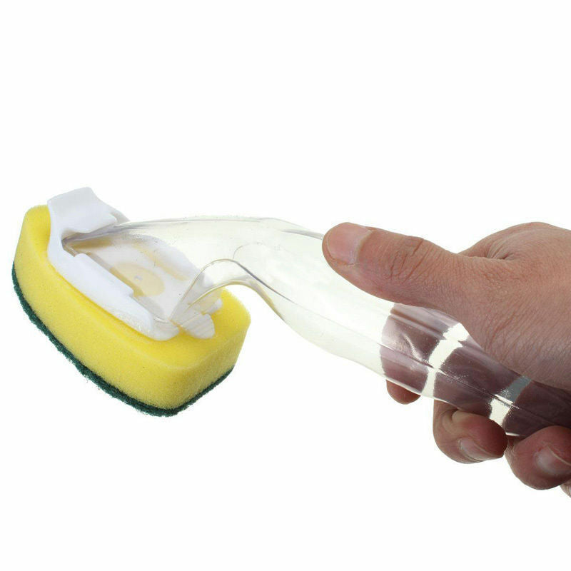 Kitchen Cleaning Brush Scrubber Washing Dish With Refill Liquid Soap Disp.l8