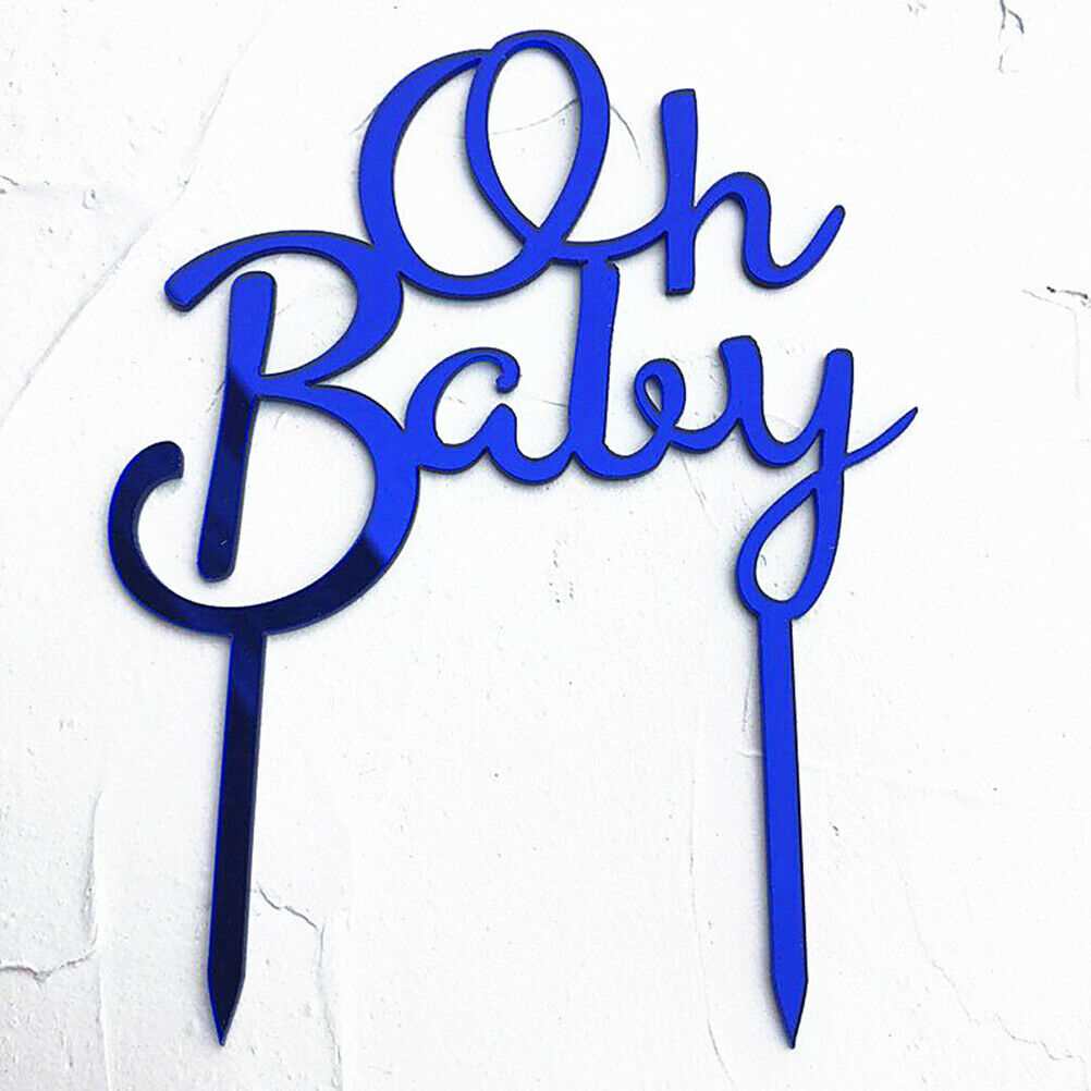 Oh Baby Pattern Happy Birthday Acrylic Cake Topper Babyshower Cupcake Topp.l8