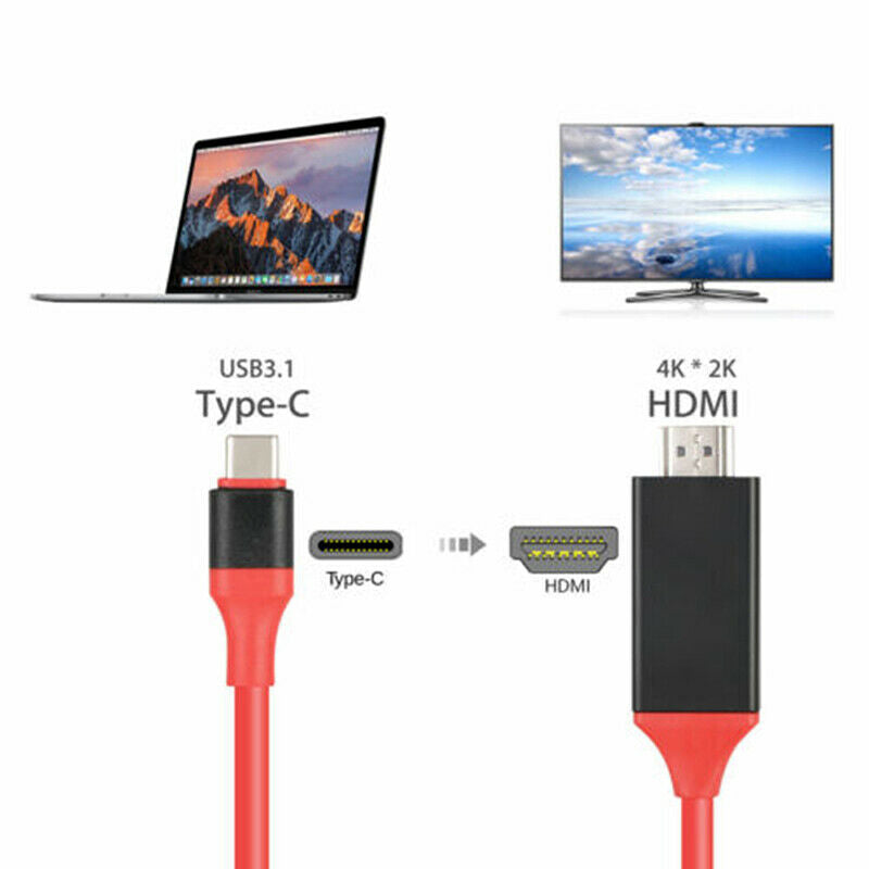 USB-C Type C to HDMI Cable AV TV Adapter USB 3.1 Plug And Play 4K HD Video CBDA