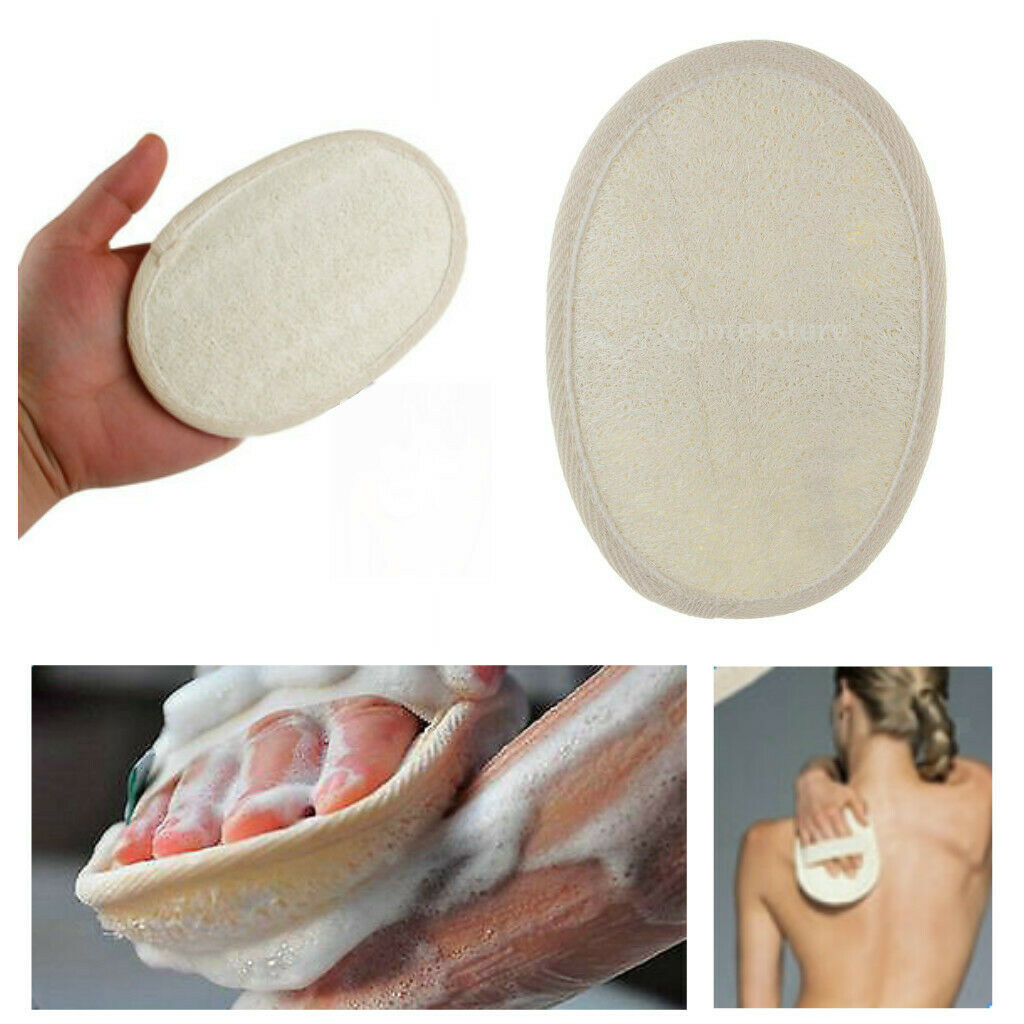 2piece Natural Loofah Sponge Face Clean Wash Pads + Luffa Bath Body Scrubber