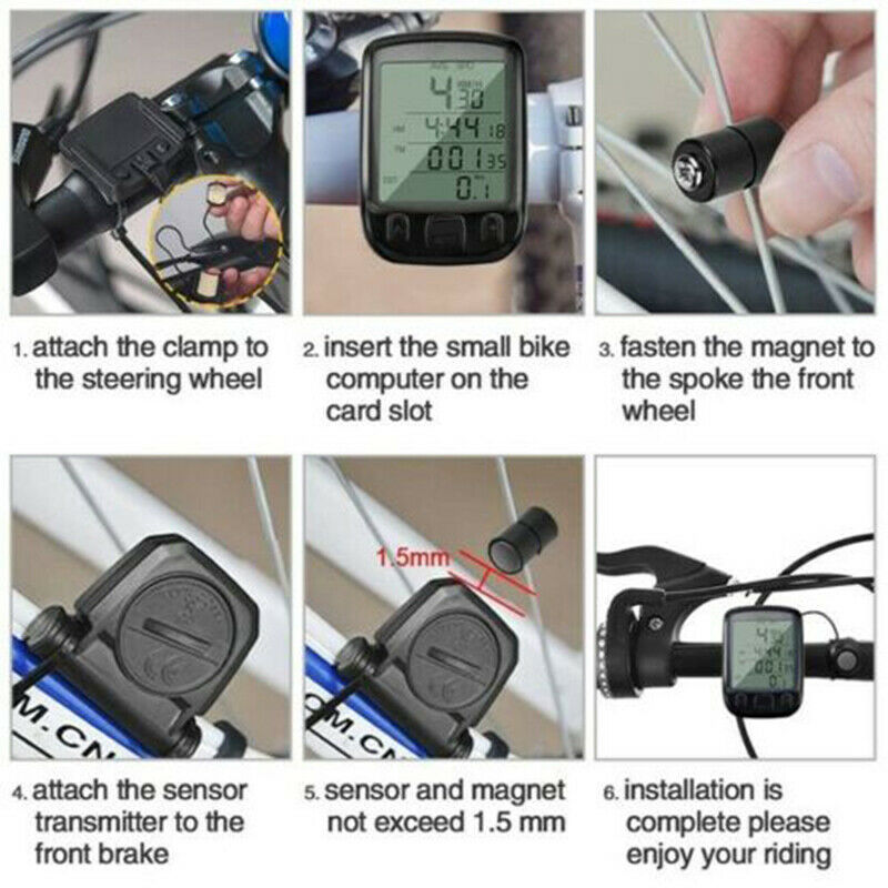 Waterproof LCD Digital Cycle Bicycle Backlight 536 Computer Speedometer Odometer