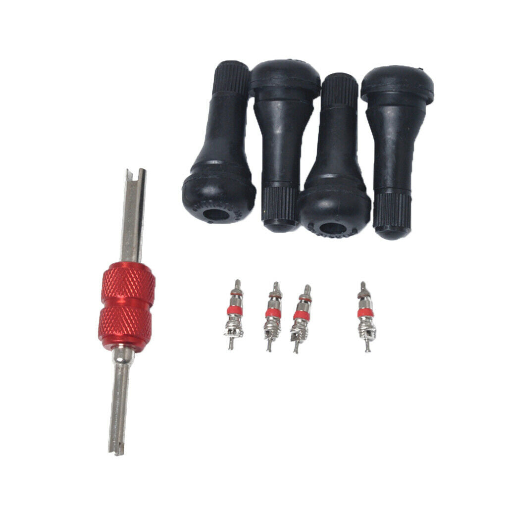 Aluminum Alloy Dual Head Valve Core Remover with 4pcs Valve Cores with 4pcs