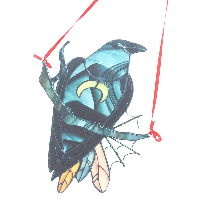 Crow Witch Stained Suncatcher Black BirdNWindow Wall Hanging OrnamentBDAU