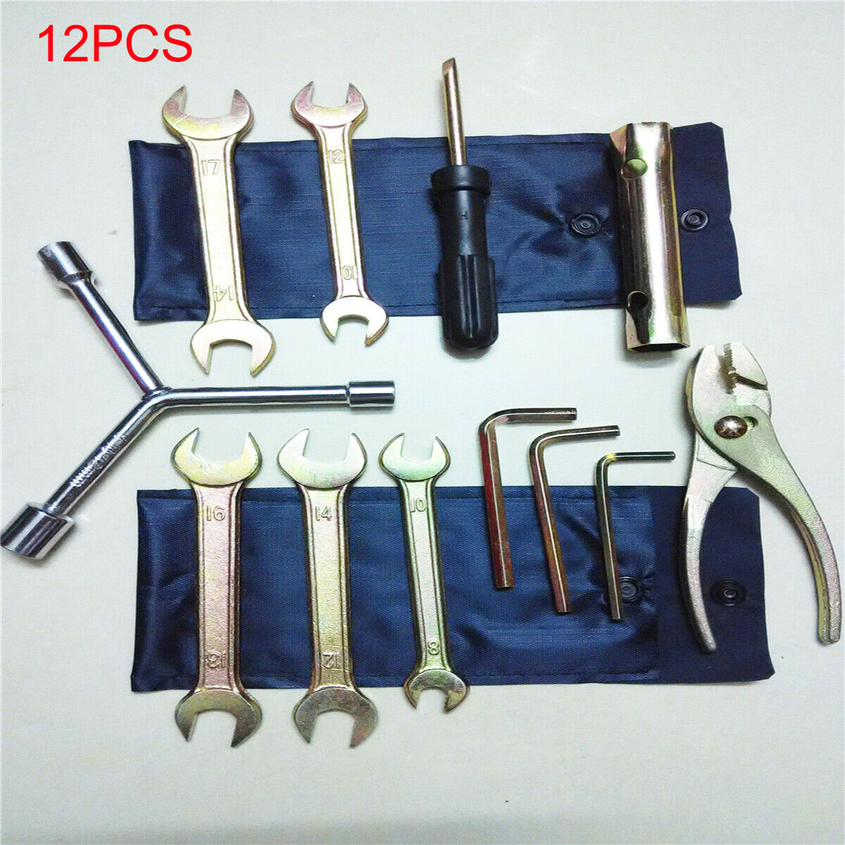 12PC Metal Motorcycle Spark Plug Wrench Socket Repair Compact Tool Kit Universal