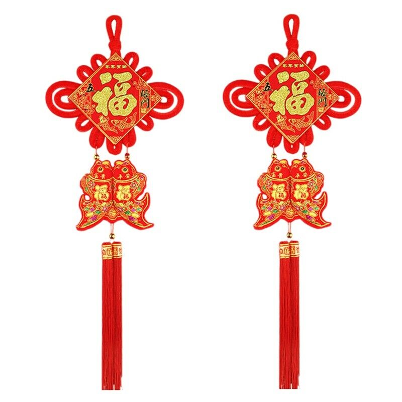 2 Pack Chinese K Tassel New Year Decoration Red Lucky Oriental Pendant OrnamG4Z5