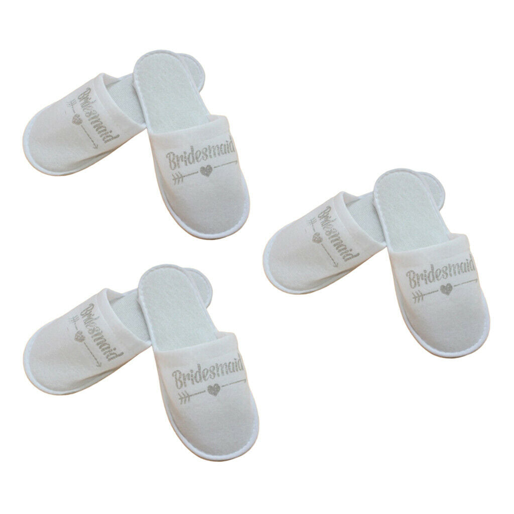 3 Pair Anti-Slip Lightweight Bridal Wedding Soft Bridesmaid Travel Slippers