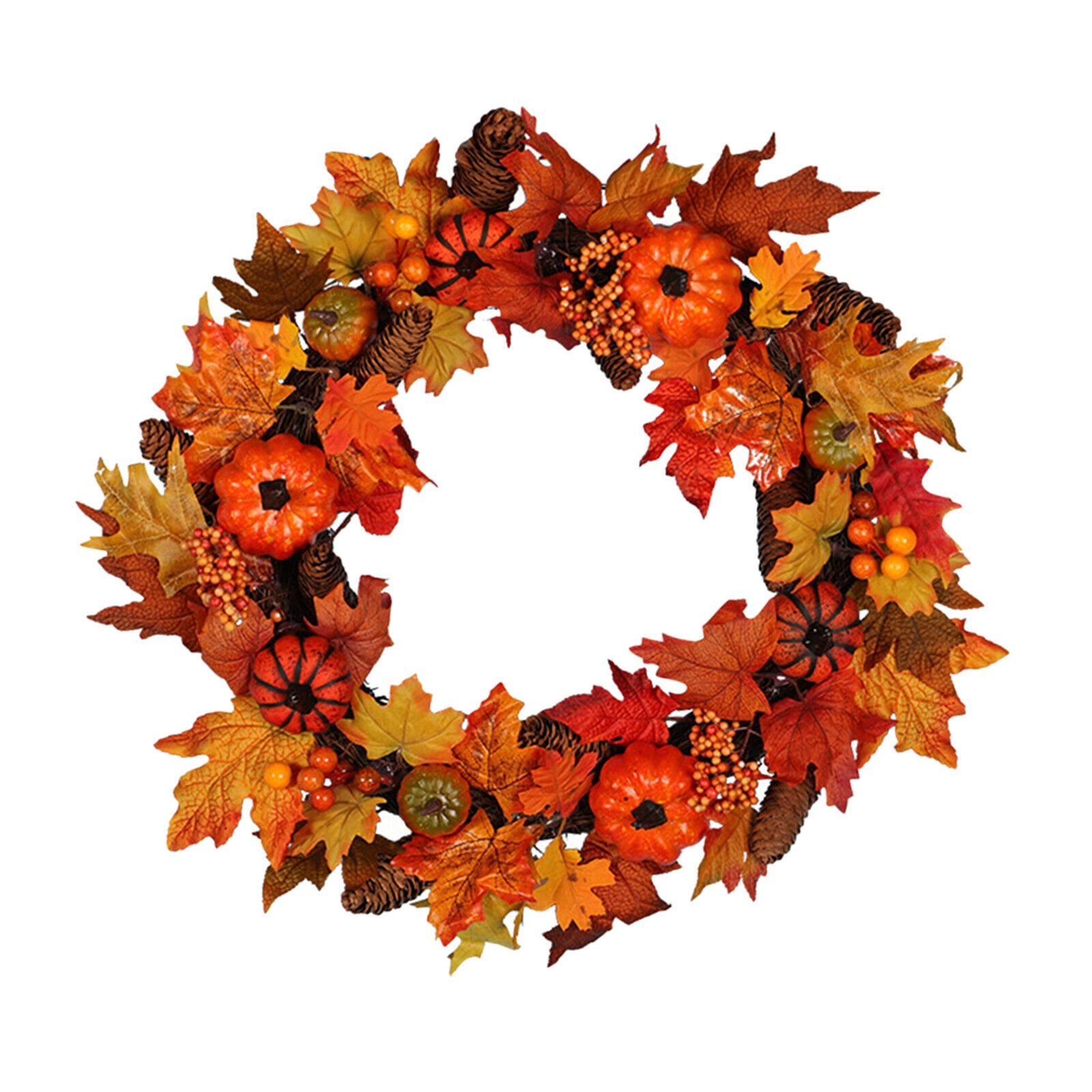 40cm Fall Harvest Wreath Pumpkin Berry Garland Door Halloween Thanksgiving