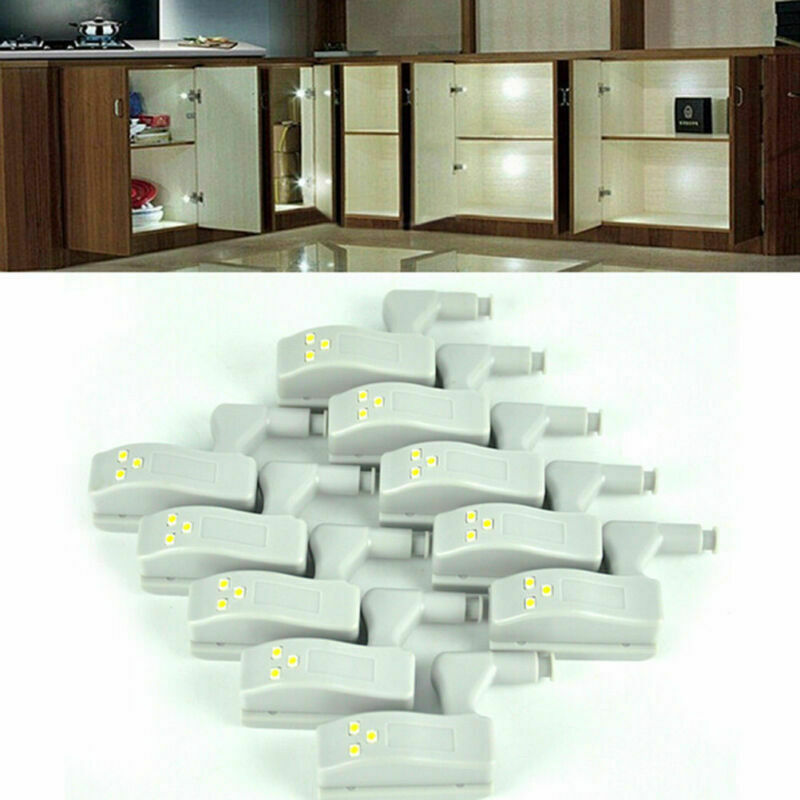 White Cabinet Hinge LED Sensor Light For Wardrobe Cupboard Home Kitchen Closet