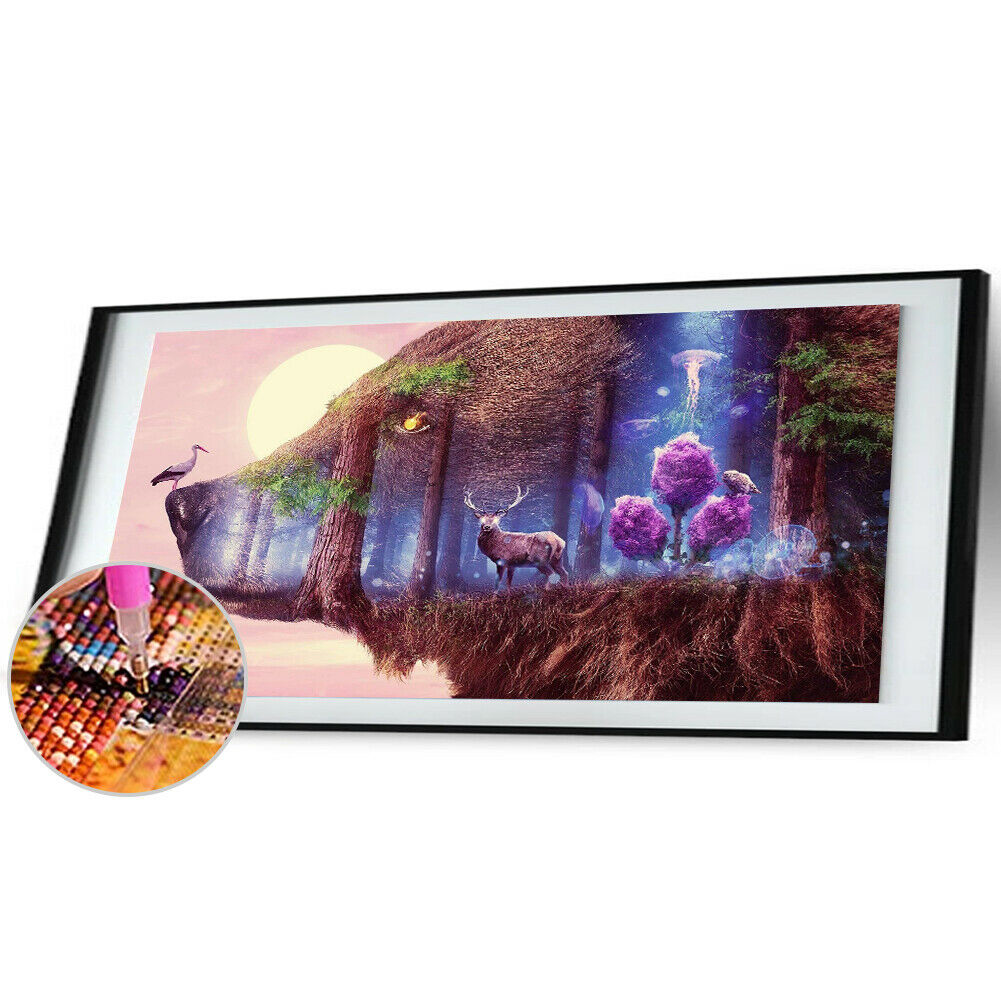 5D Diamond Painting DIY Bear Deer Full Round Drill Handmade Animal Pictures @