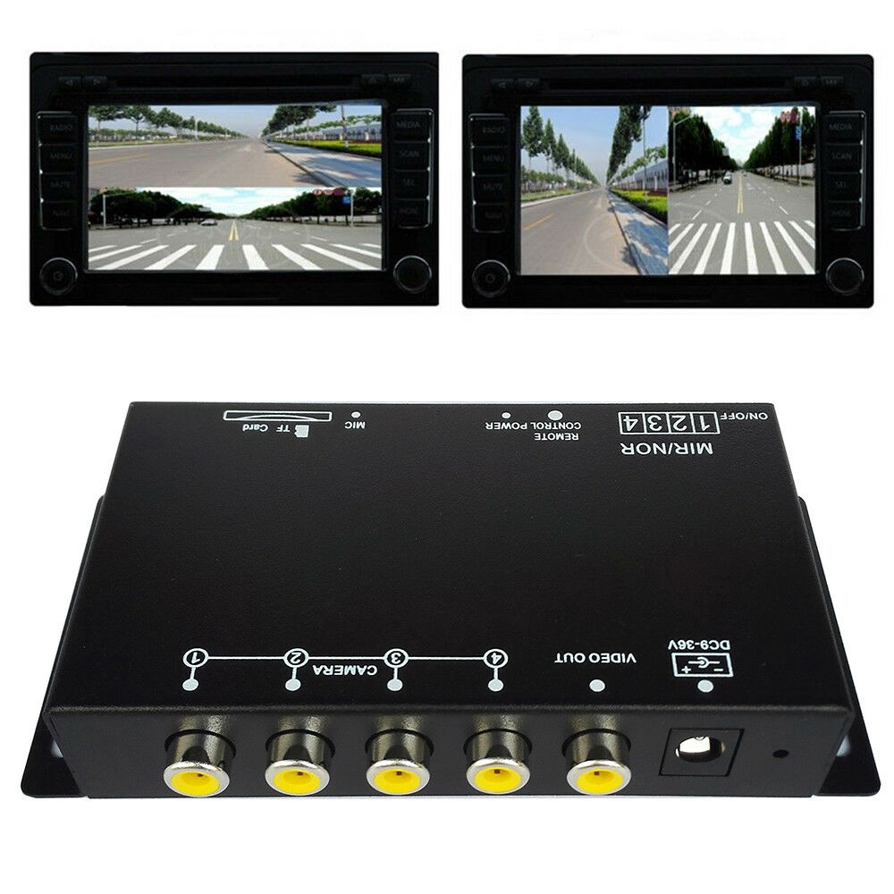 4Way Car Parking View Camera VCR Image Split-Screen Control Box 360Â° Monitoring