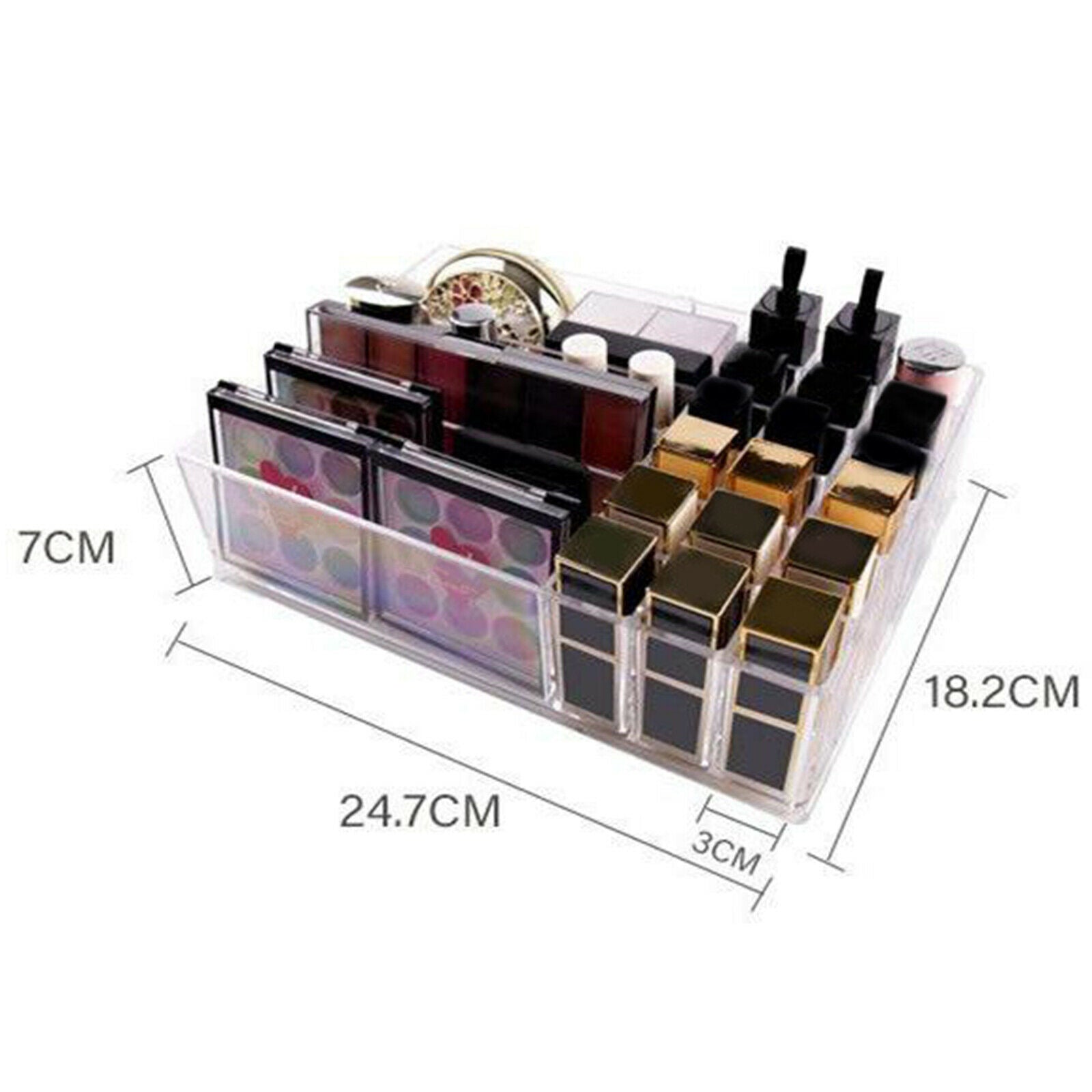 Acrylic Divided Makeup Palette Organizer Holder, Lipstick Blusher Powder