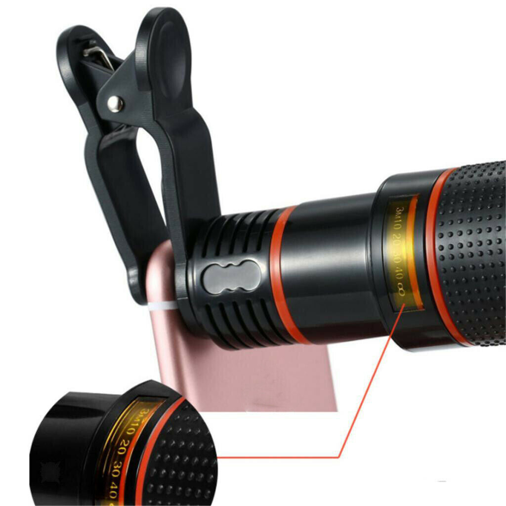 Adajustable 12X Phone Camera Lens Clip-on Zoom Optical Telephoto Lens
