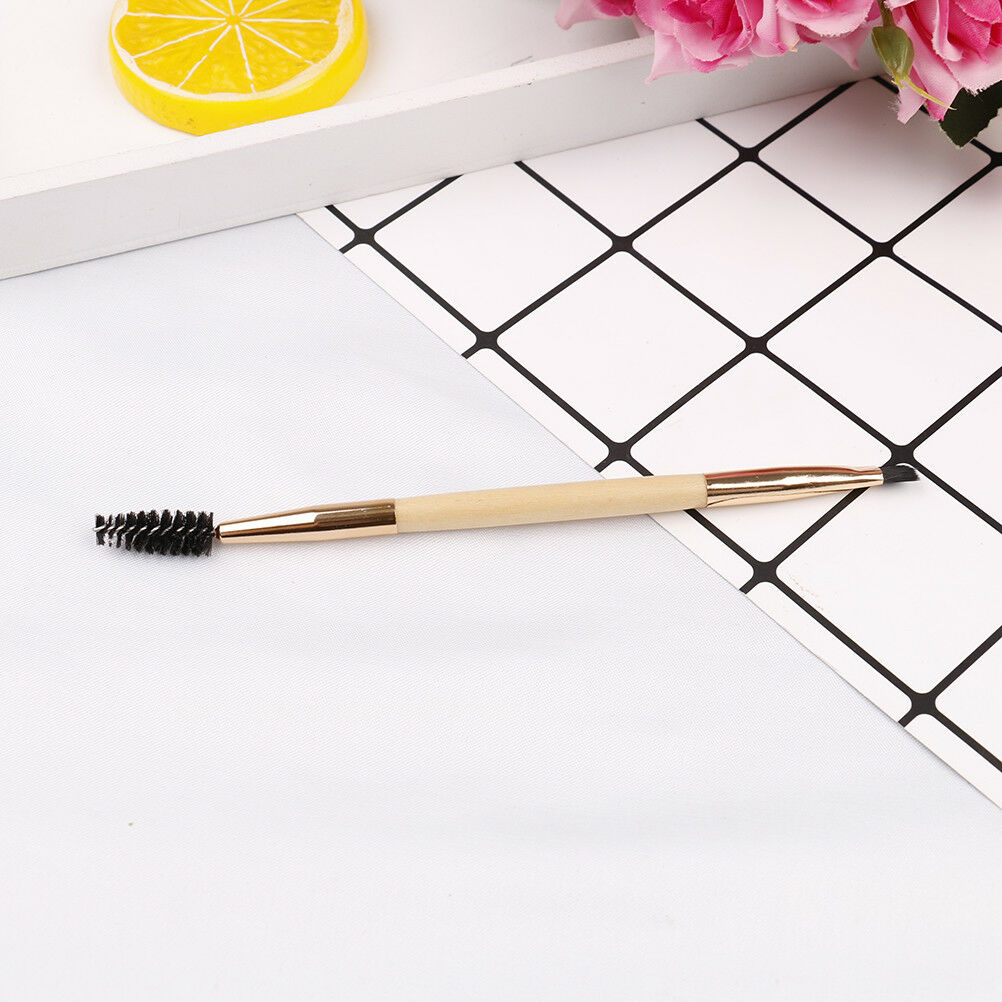 Pro makeup tools bamboo handle double eyebrow brush + eyebrow comb brushe.l8