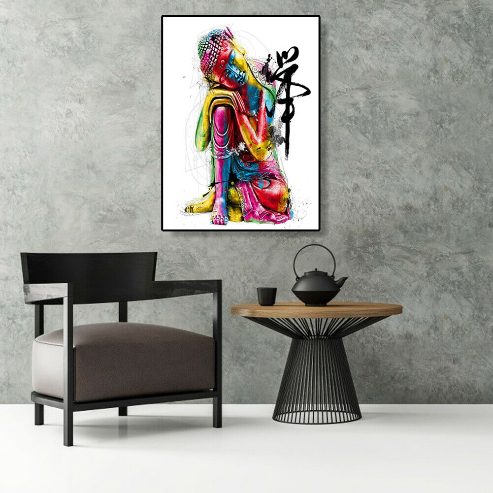 Painting By Numbers Kit DIY Buddha Statue Canvas Oil Art Picture Home Decor @