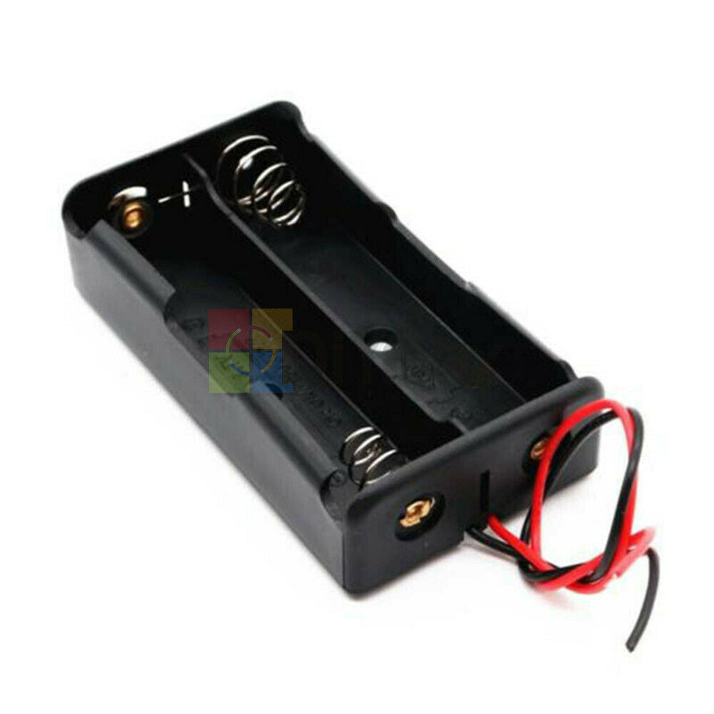 2 x 2 Slot 18650 3.7V Battery storage Holder Case Box plastic With Wire Leads