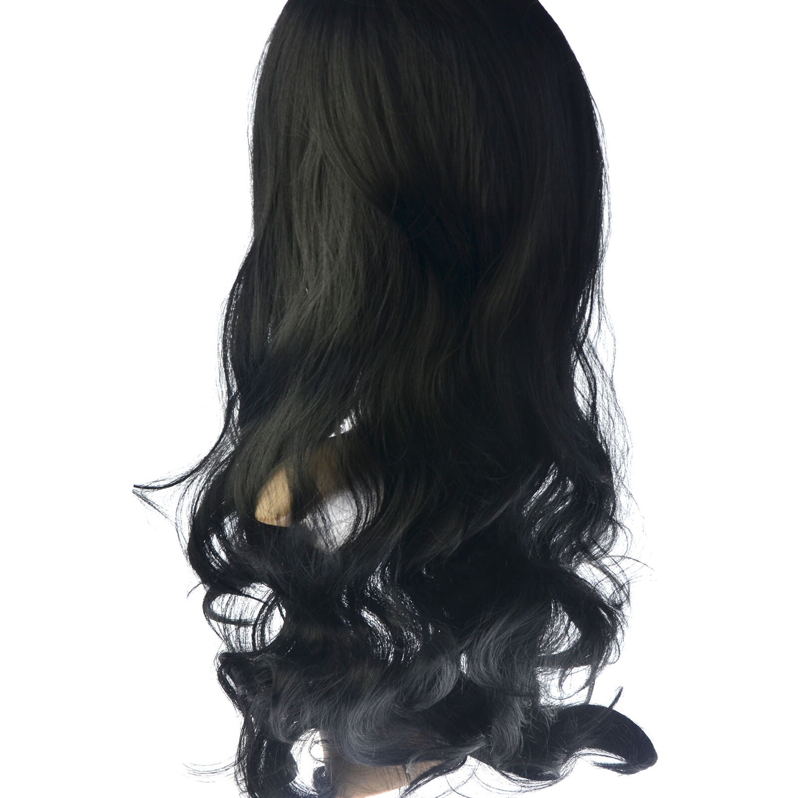 Beauty Long Not Lace Black Curly Wavy Wig Woman Wig Front Hair Synthetic Hair