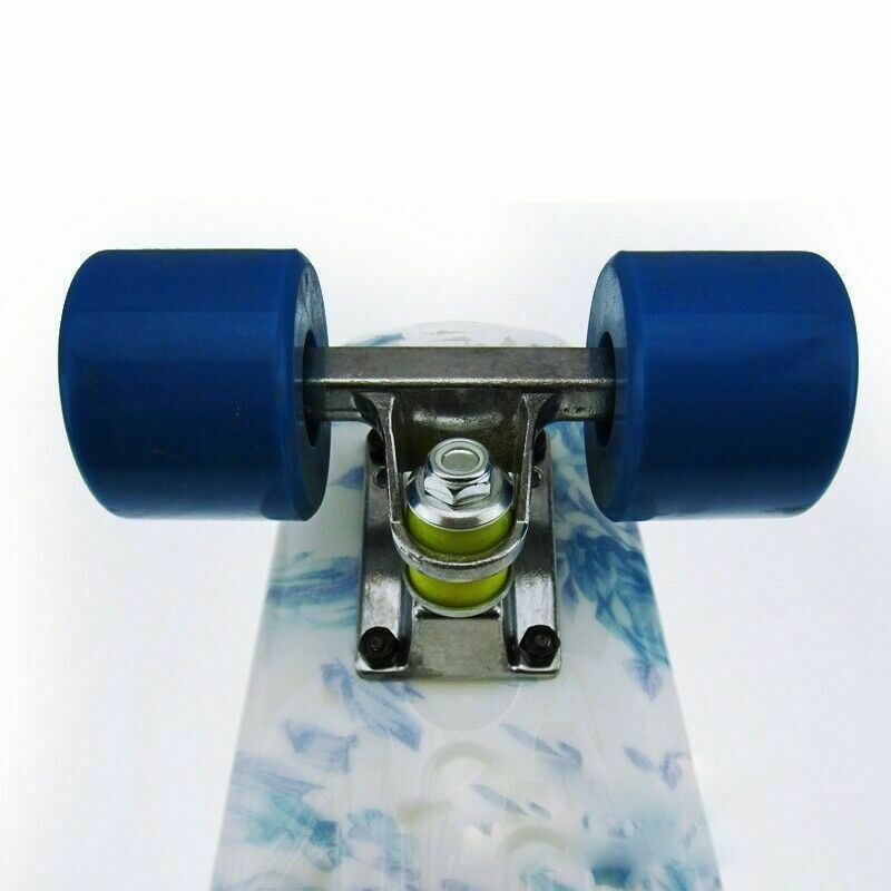 Cruiser Skateboard 22inch Penny Style Board Graphic Blue/Pink Floral Color Blue